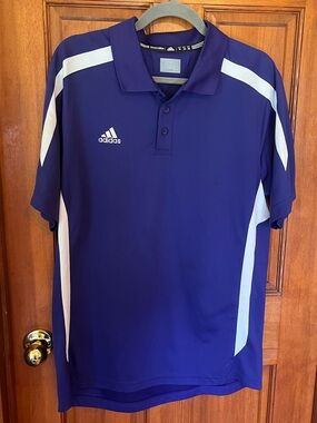 Adidas Purple Performance Polo Men’s Medium Athletic Golf Shirt